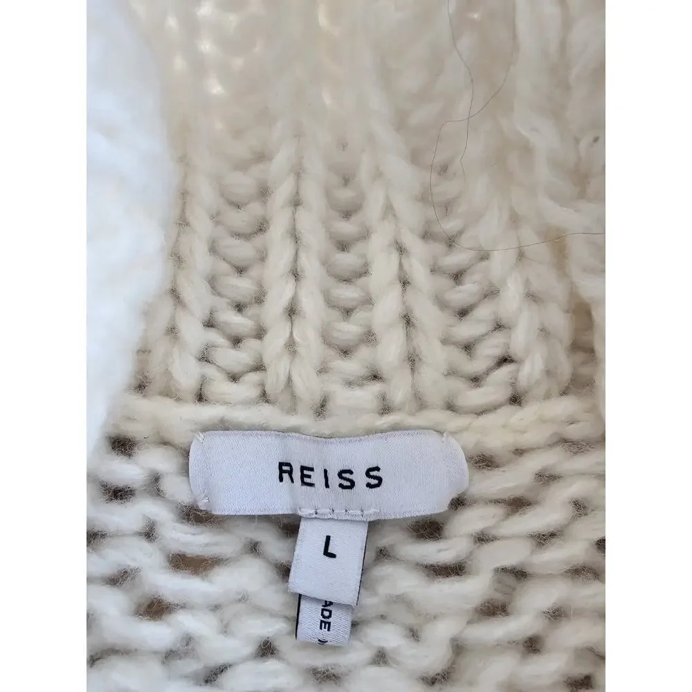 Reiss Hettie Chunky Knit Roll Neck Color Block Wool Blend Sweater L EUC - Picture 6 of 10